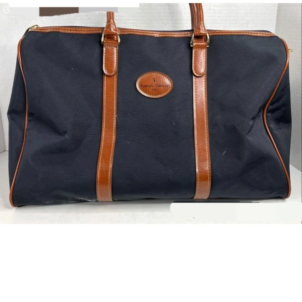 Valentino Blue and Brown Duffel Bag with Luxurious Leather Accents - Picture 1 of 9